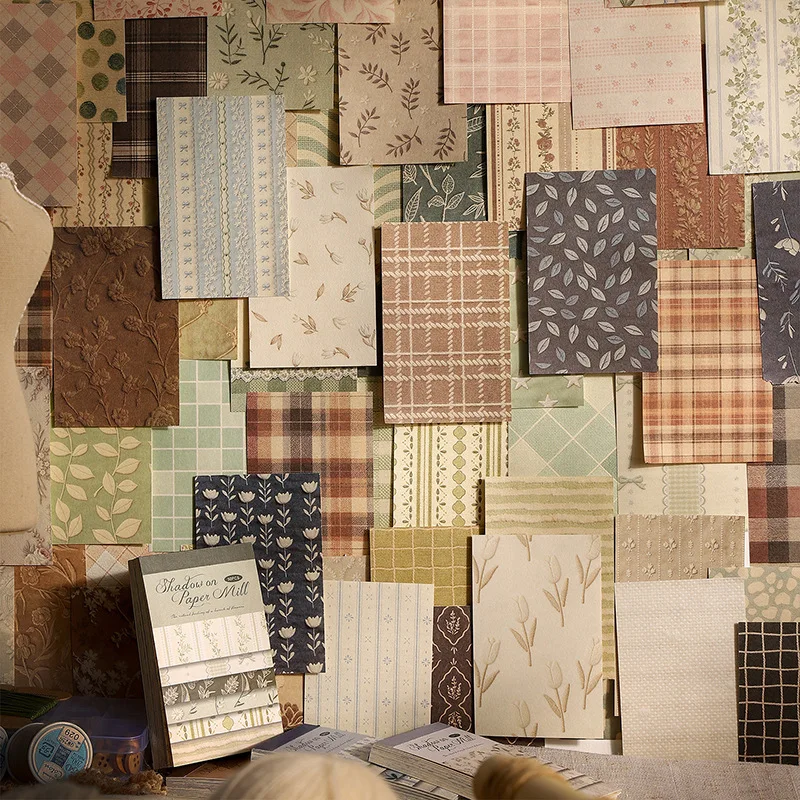 50 pcs/pack Vintage Background Paper Floral Paper DIY Scrapbooking Collage Stationery Decor Diary Craft Material Set