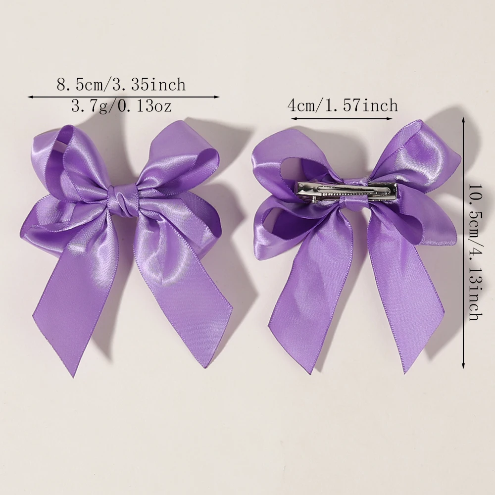 2 Stück/Set Kinder-Haarspangen Einfarbige Schleifenclips für Mädchen Zarte Bandschleifen Haarnadeln Kinder-Haaraccessoires – Detail 3