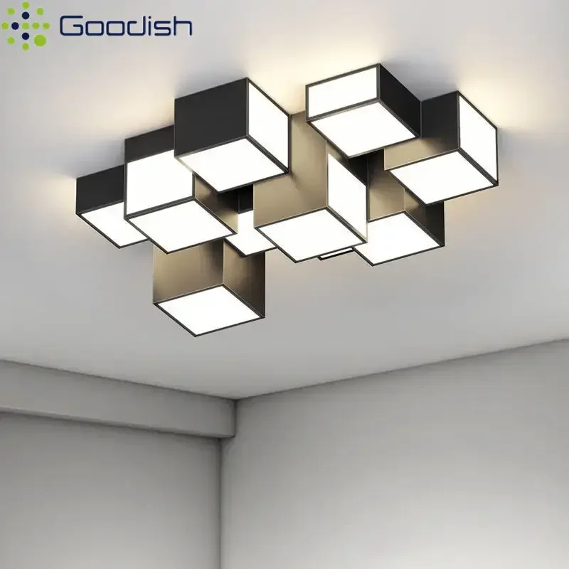 أنيق الفن الإبداعية تألق مربع LED أضواء السقف الجدة الغلاف الجوي تصميم مصابيح لغرفة المعيشة ديكور المنزل الثريا