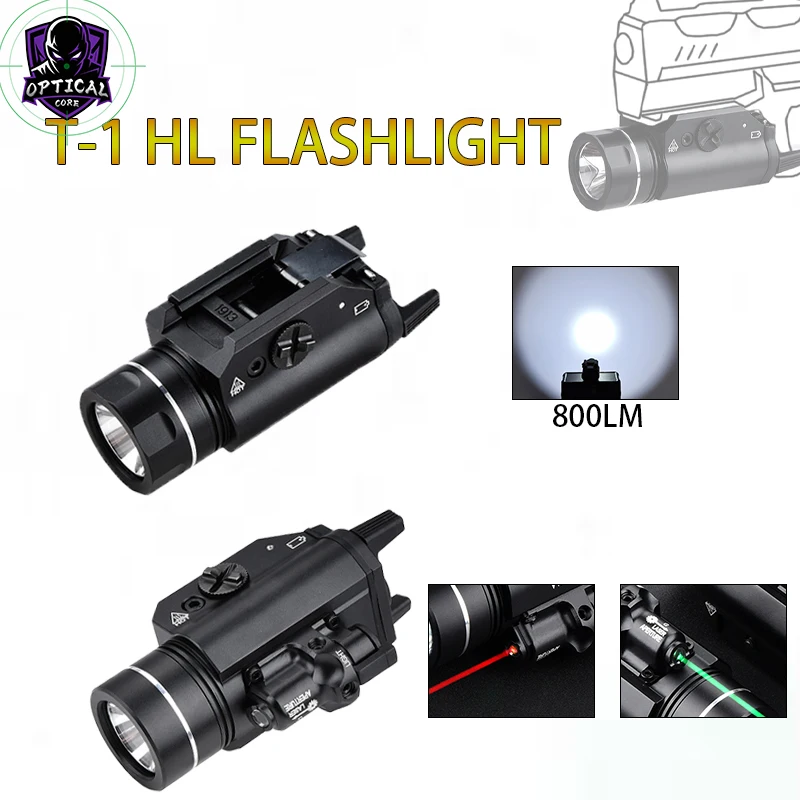 

WADSN T-1 HL Metal Tactical Flashlight High Power 800Lumens LED Hanging Strobr Light Red Dot GREEN Laser Sight Pistol Lamp