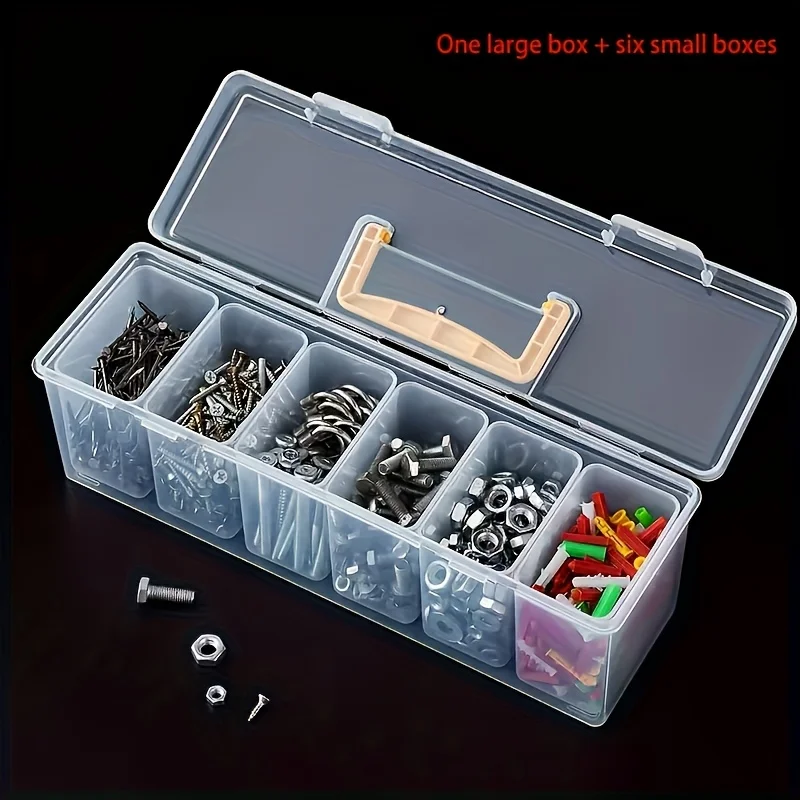 Professional 7-Piece Tool Organizer Set,Transparent Parts Storage with Dividers-Portable Case for Screws,Wrenches & DIY Hardware