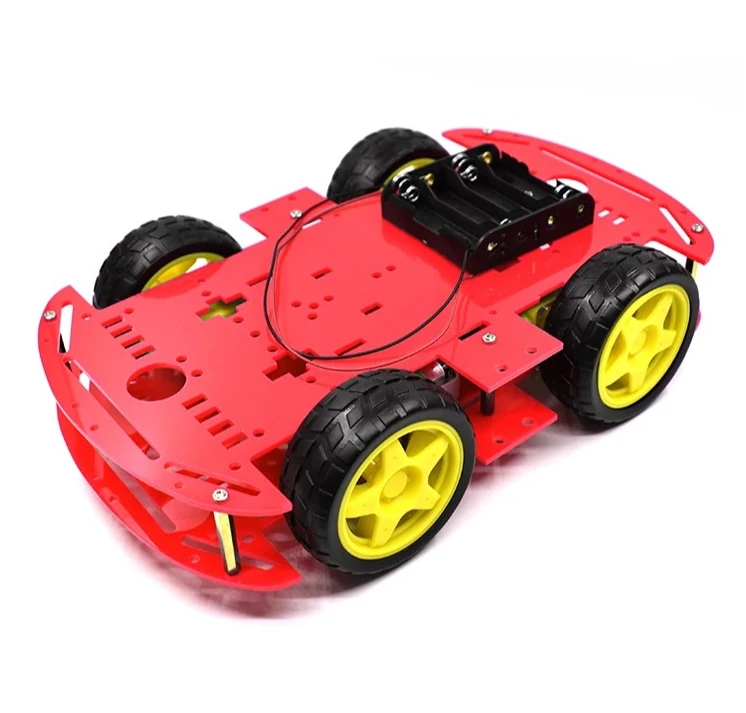 3pcs intelligent car kit four-wheel drive intelligent robot car chassis kit car with speed encoder and battery box