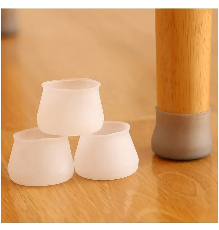 24PCS Silicone Table and Chair Leg Caps White Grey Non-Slip Chair Wooden Floor Protectors