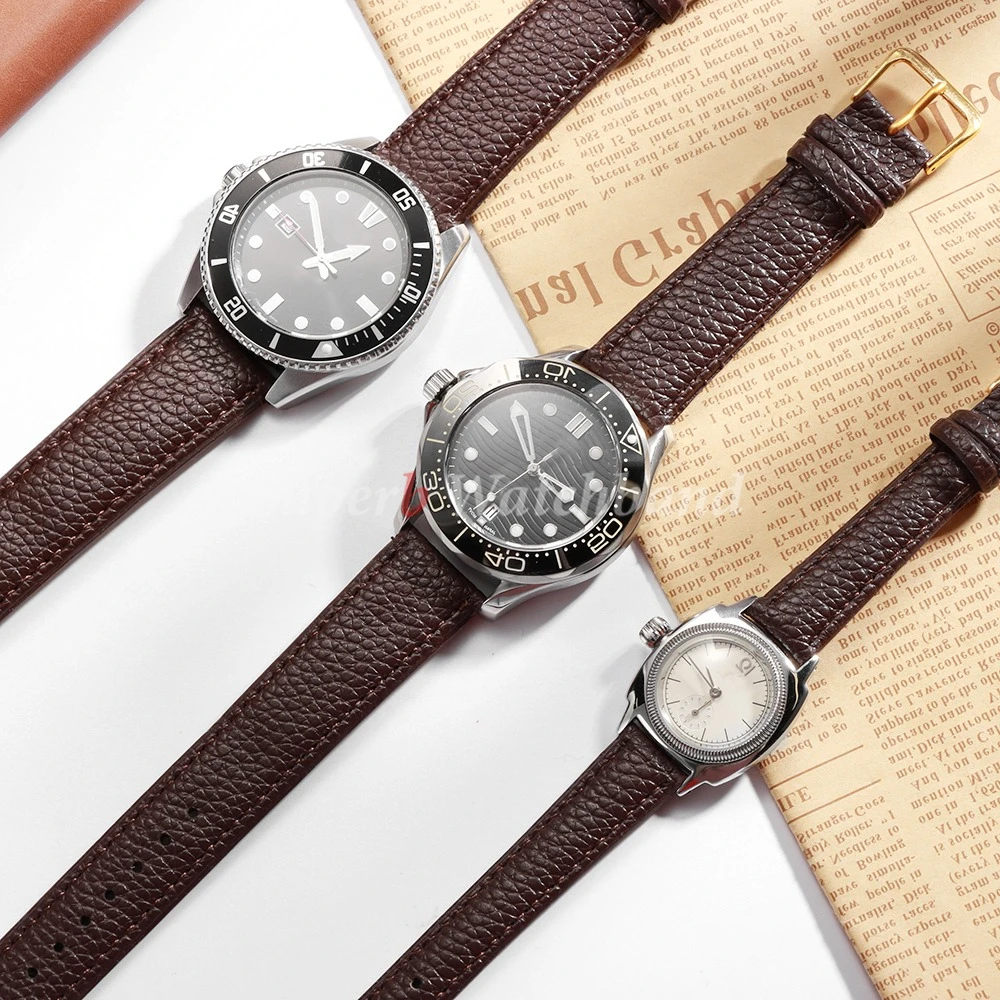 Ремешок для часов из искусственной кожи 12 мм, 14 мм, 16 мм, 18 мм, 20 мм, ремешок для часов для мужчин и женщин, ремешок для часов с узором личи, черный, коричневый, замена