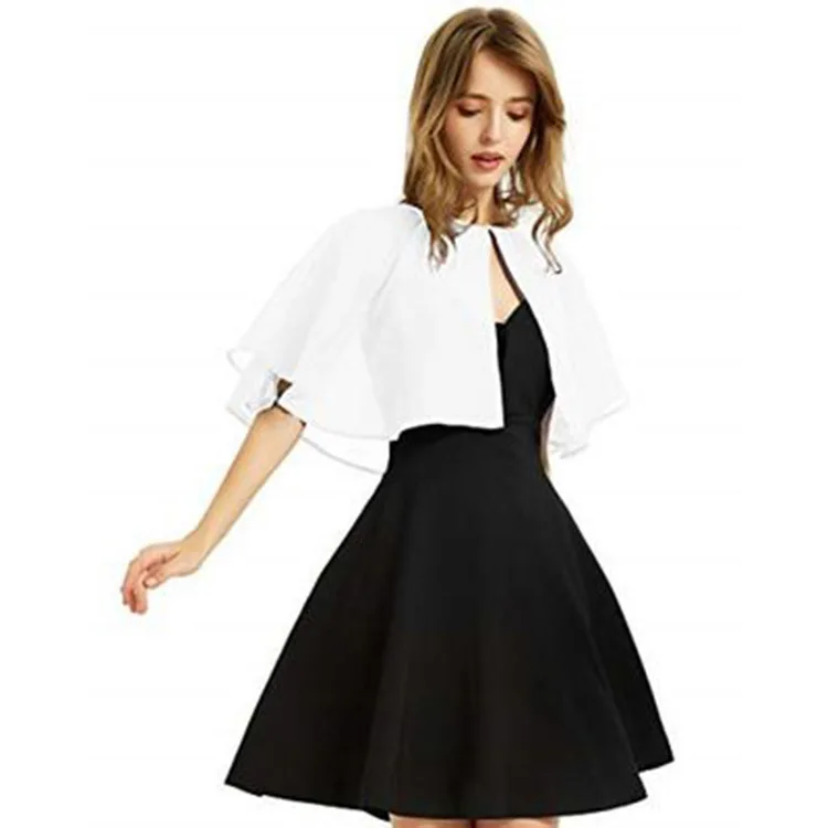 Thin Shawl Wedding Veil Ladies' Cloak Front Open Short Style Sun Protection Coat for Women Spring  Sleeveless Pure Color