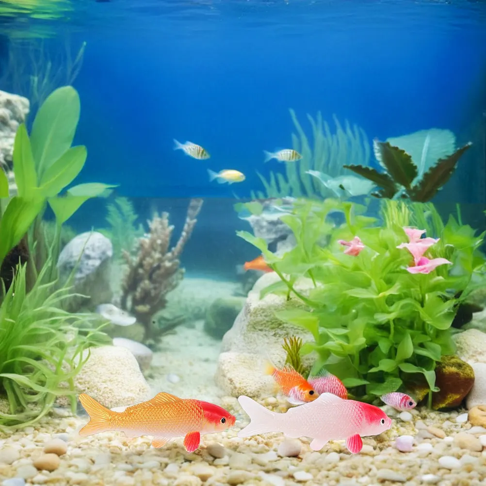 

4 Pcs Simulated Koi Fish Ornaments Gold Fake Artificial Aquarium Miniature Décor Pvc for Tank
