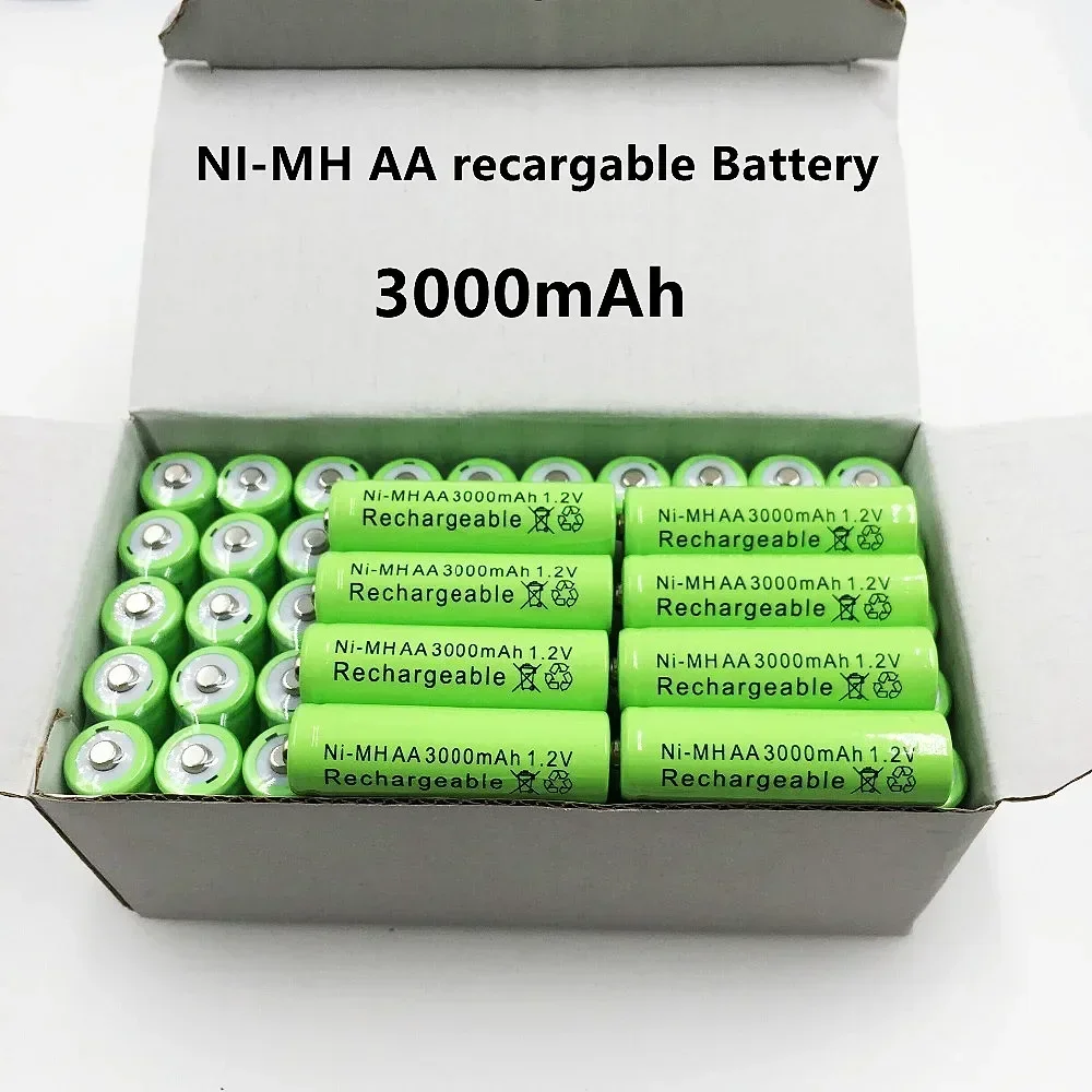 AA  Lote 1,2V 3000 MAh NI MH Aa  Pre-cargado Bateras Recargables NI-MH Recargable AA Batera Para Juguetes Micrfono De La Cmara