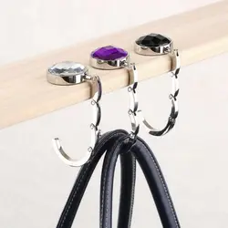 New Hot Sale Multifunction Bag Hook Portable Foldable Folding Table Purse Hanger Holder Handbag Crystal Rhinestone Decoration