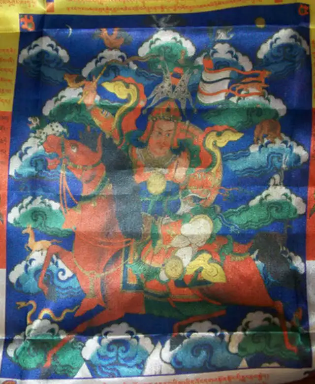 Tibetan Prayer Flags 95*70cm Colorful Silk Eight Auspicious Lung Ta Wind Horse flag Gesser Buddha Tara TBC907