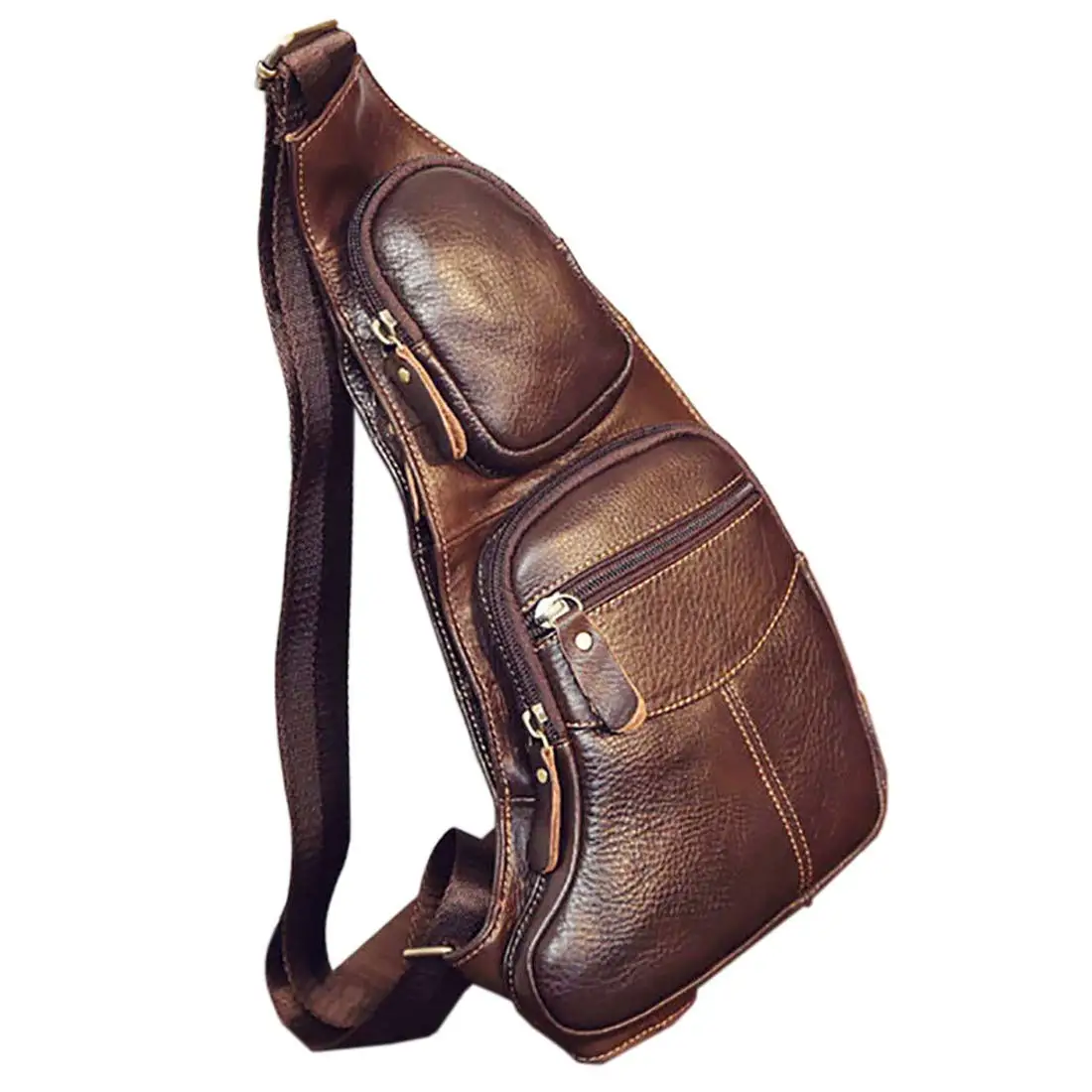 Vintage Leather Sling Bag Bags for Men Women Backpack Shoulder Messenger Crossbody Chest Pack Daypack