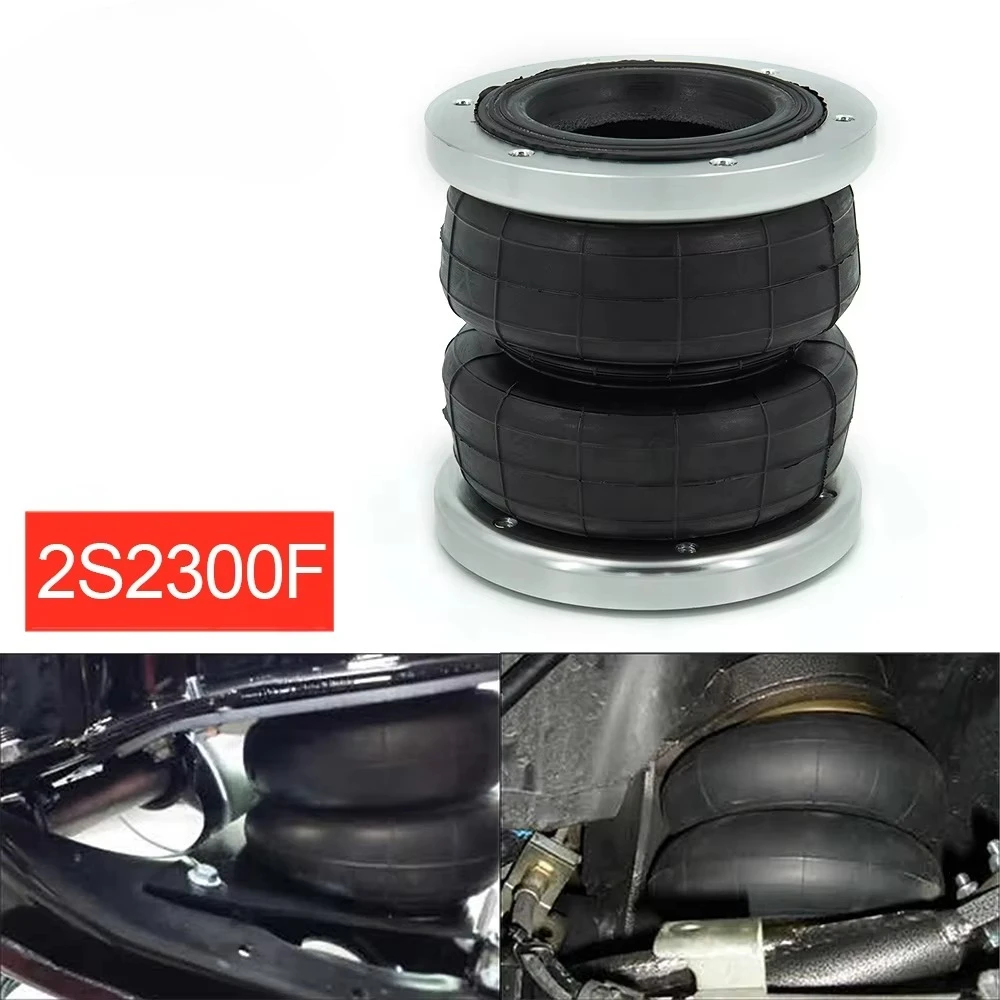 Universal 2 Rows Air Ride Bags Air Ride Suspension Kit Bag Pneumatic Bag Shock Absorber 134MM High with Open Flange