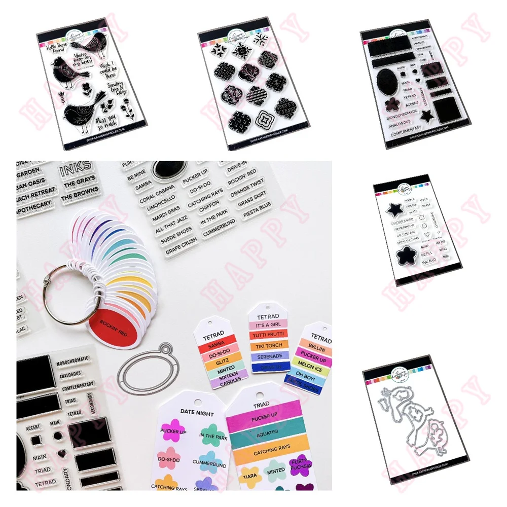 

Spa Colors Stamp Set Metal Cutting Dies and Clear Stamps for DIY Scrapbooking Album Craft Paper Card Decoration Color Swatch2023