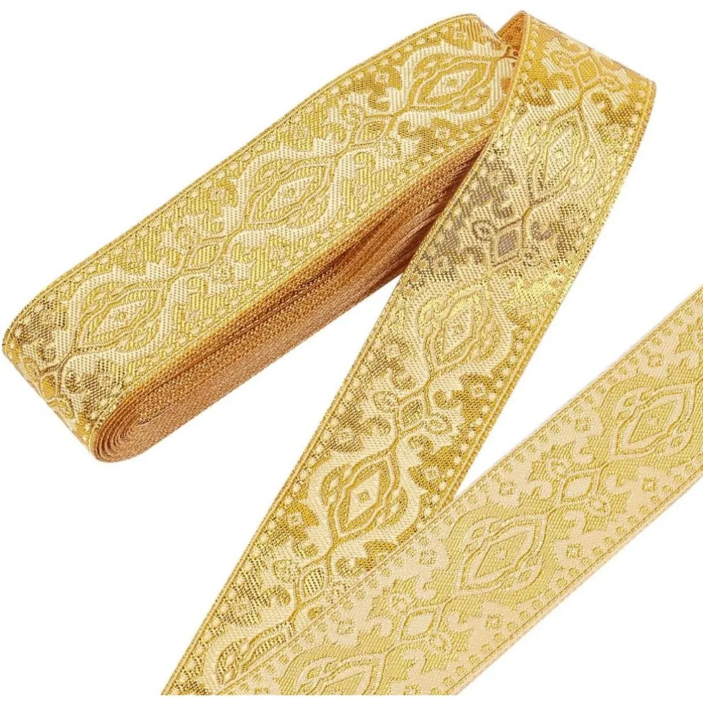 8.75 Yards/8m Jacquard Ribbon, About 1.38 Inch(3.5cm) Wide Ethnic Style Polyester Ribbon Flat Clothing Accessories Ribbon