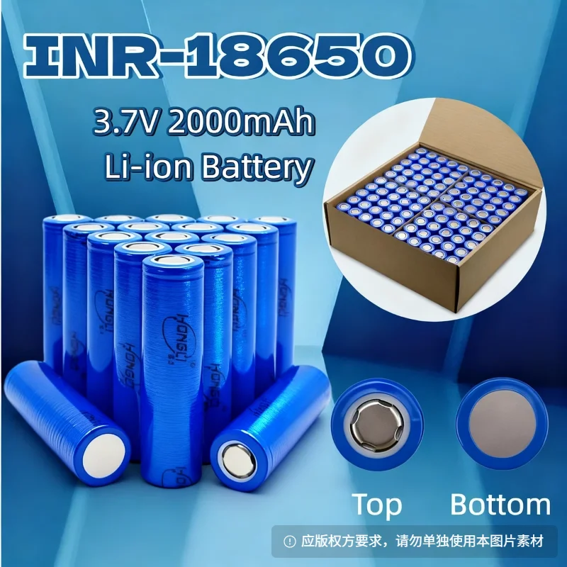 Original 18650 A-Grade Rechargeable Lithium Battery 2000mAh 3.7V for Flashlight Vape Power Bank High-Quality Li-ion Cell