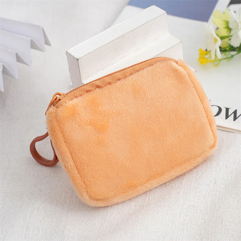 Solid Plush Coin Purse Women's Cute Wallet ID Card Bag Keychain Minimalist Coin Bag Kawaii Wallets For Women Wallet Card Case