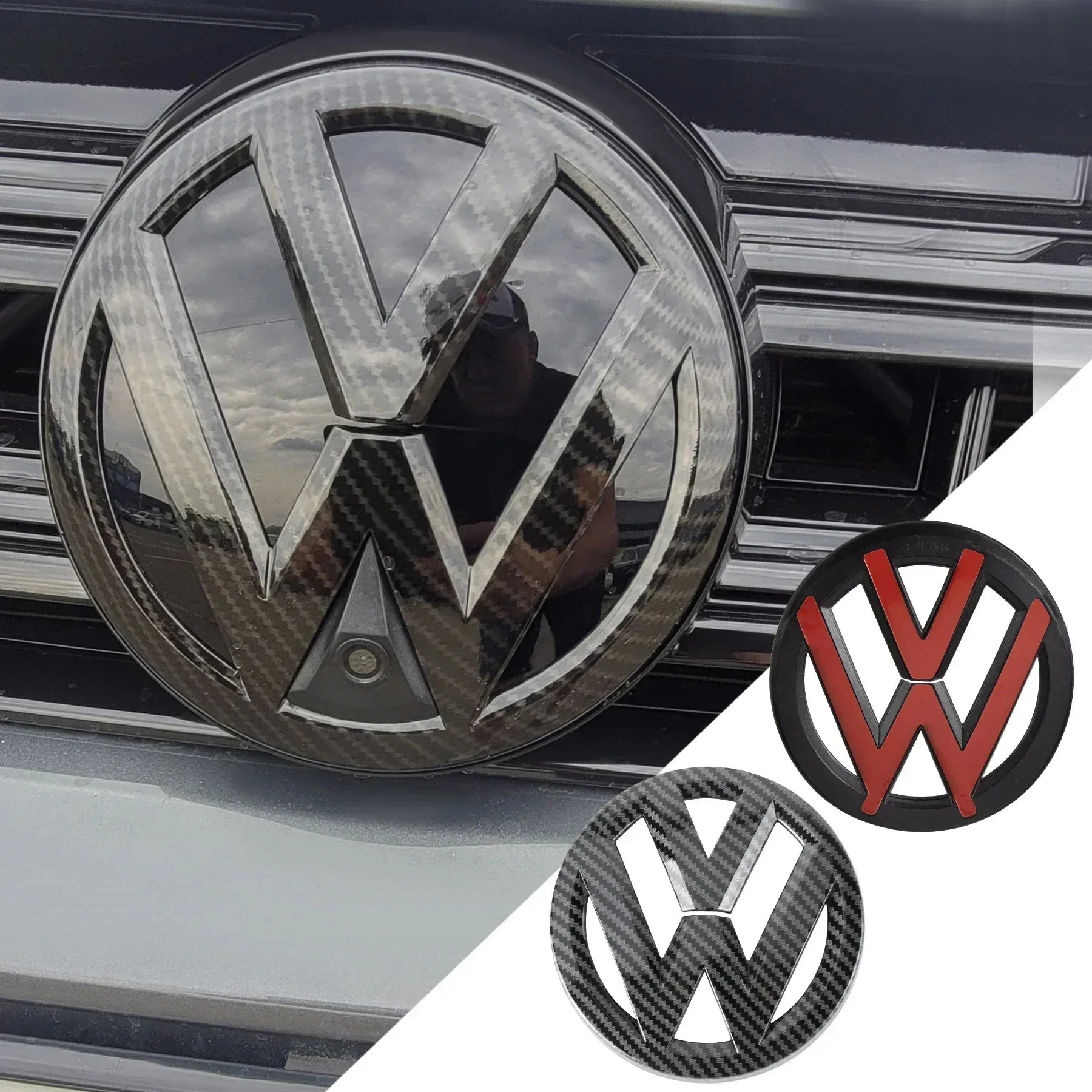 

1/2Pcs Car Front Bonnet Grill Rear Trunk Emblem Logo Cover For Volkswagen VW Golf 4 5 6 7 8 MK6 Golf 7 Sportvan Polo 2013-2020