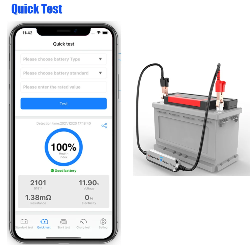 KONNWEI BK100 Car Motorcycle Battery Tester Bluetooth 5.0 6V 12V 100-2000 CCA Charging Cranking Test Tools Auto Battery Analyzer