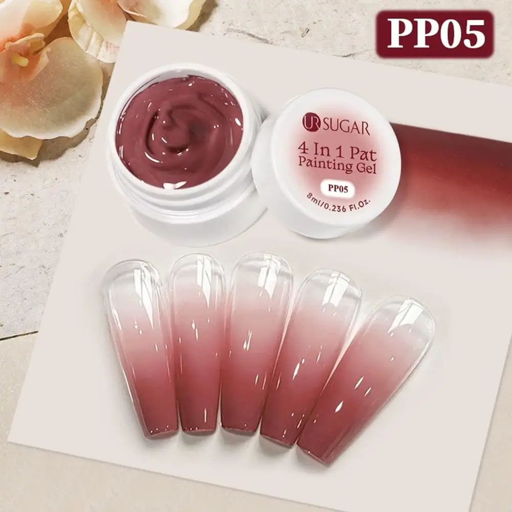 4 In 1 Pat Painting Gel Nail Nude Pink Color Painting Liner Nail Art Used For Gradient Cover Edge Nail Stamping Pattern