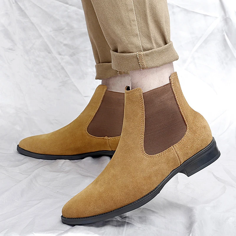 Botas Retro de estilo antiguo a la moda para hombre, zapatos de ante resistentes al tobillo para hombre, zapatos de invierno para hombre, botas cálidas, zapatos usables antideslizantes versátiles