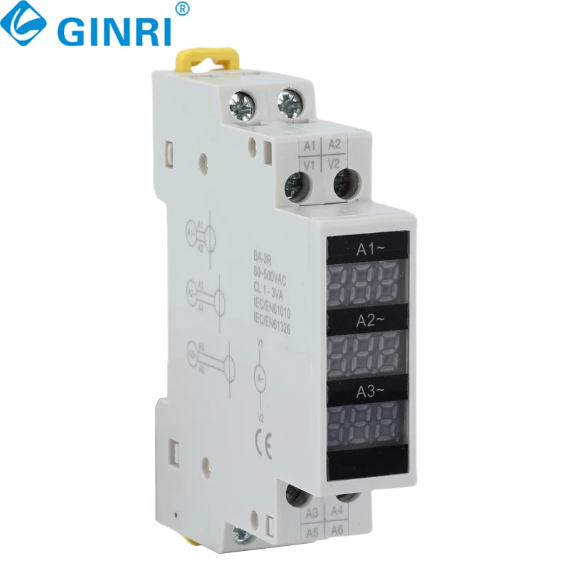 3PCS Digital Amp Meter DIN Rail Mounted AC 80-500V 220V 380V 100A Ampere/Current Mini Meter For Industrial Applications