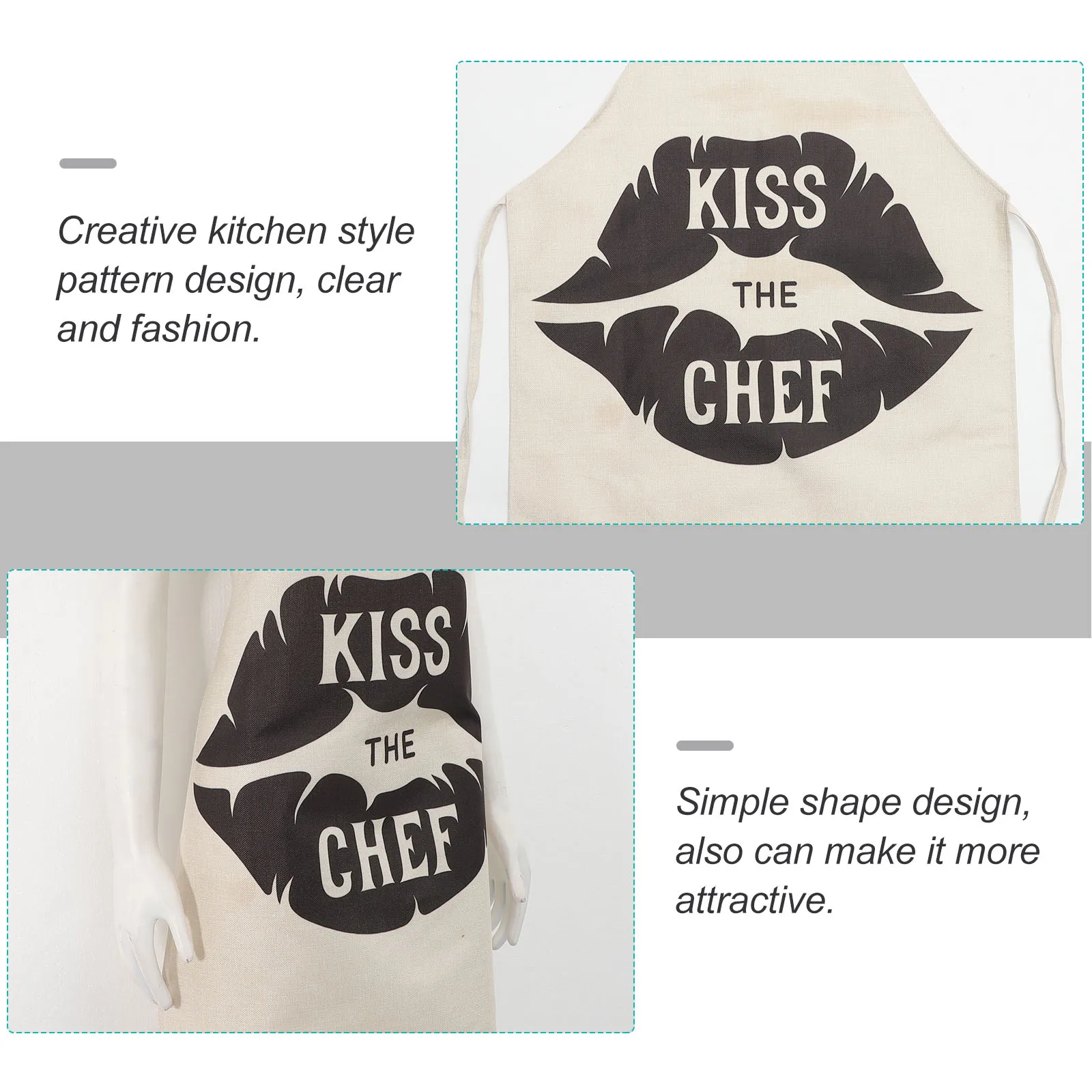 

Cotton Apron Easy Clean Adults Pearlescent Double Seam Sewing Cloth Aprons Black and White Fashion