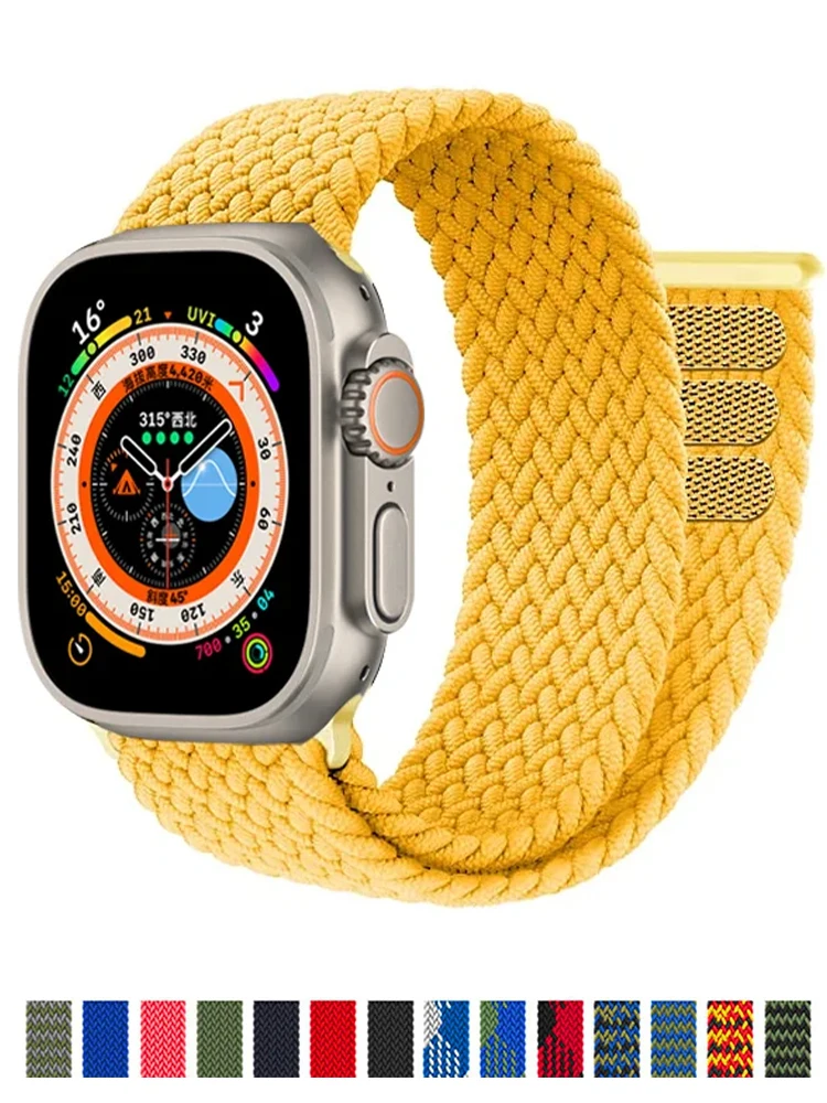 Apple watch 울트라 49mm 46mm 45mm 44mm 40mm 42mm correa 팔찌 iWatch 시리즈 10 9 8 7 SE 6 5 스트랩 용 땋은 솔로 루프 스트랩