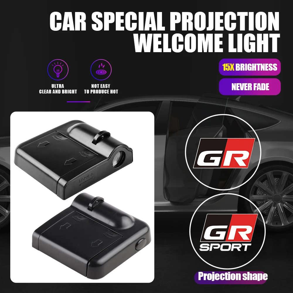 1pc GR SPORT Badge Car Door Welcome Light Wireless Shadow Lamp Projector for Toyota Prius Avensis Rav4 Land Cruiser Auris Yaris