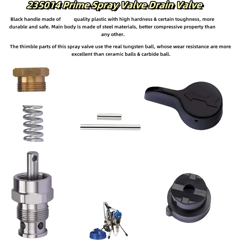 2pack 235014 Prime -Valve, Drain Valve for 210 230 390 395 490 495 595 3400 Aftermarketr Airless Paint-Sprayer-A63M