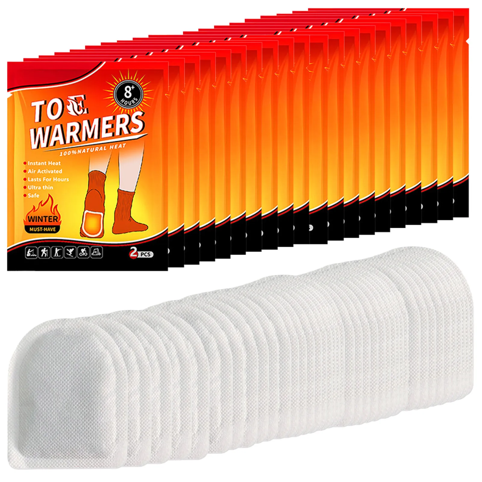 20 Pair Disposable Feet Warmers Up To 8 Hours of Heat Heat Pack Easily Apply with Adhesive for Outdoor Work Sports Activities