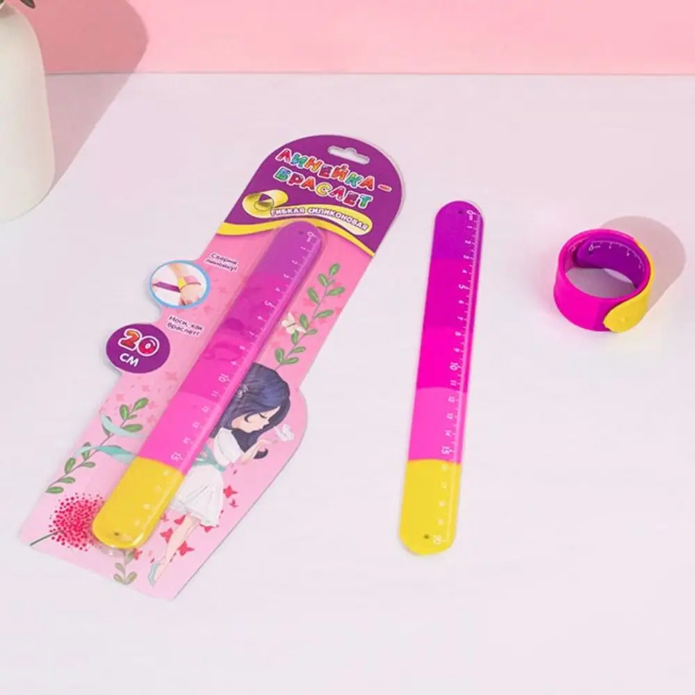 Durable Cute Funny Clap Ring Straight Ruler Creative Stress Relief Bracelet Ruler Silicone Drawing Drafting Tool