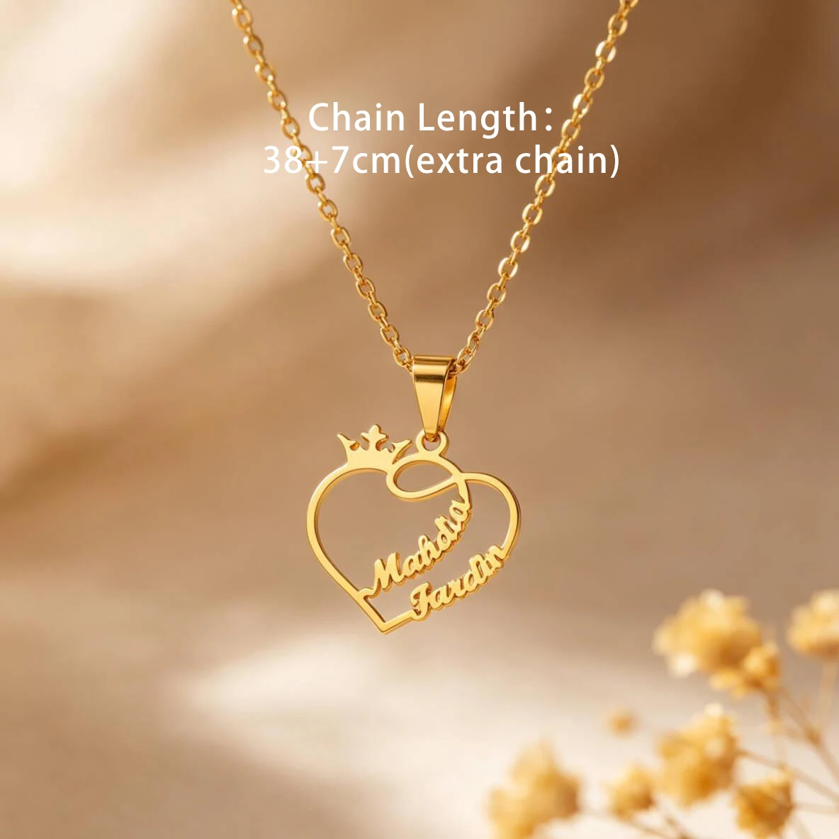Crown Heart Custom Two Names Necklaces for Women Personalized Stainless Steel Necklace Waterproof Customized Jewelry 2026 Trend