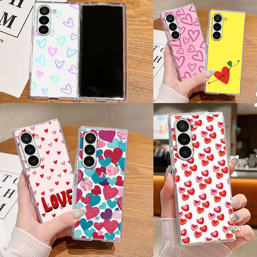 Transparent Soft Phone Cover Case for Samsung Galaxy Z Fold 8 Ultra ZFold4 ZFold3 ZFold7 ZFold6 Z Fold 7 6 5 4 3 ZFold5 Hearts
