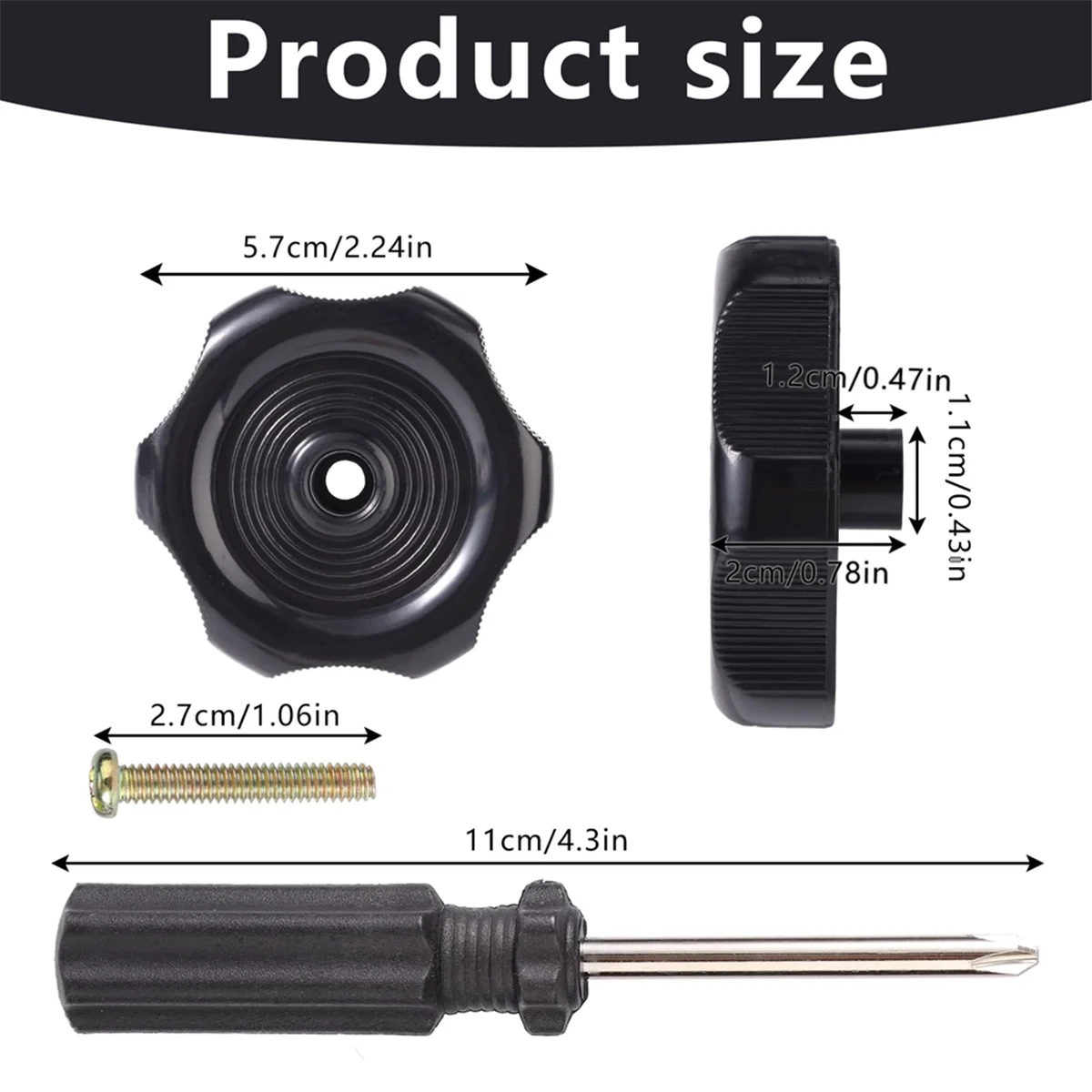 

A002 4 Pack RV Window Knob & Vent Knob with Screwdriver, 1/2in Shaft 2-1/4in Diameter Trailer Latch Replacement Easy Install