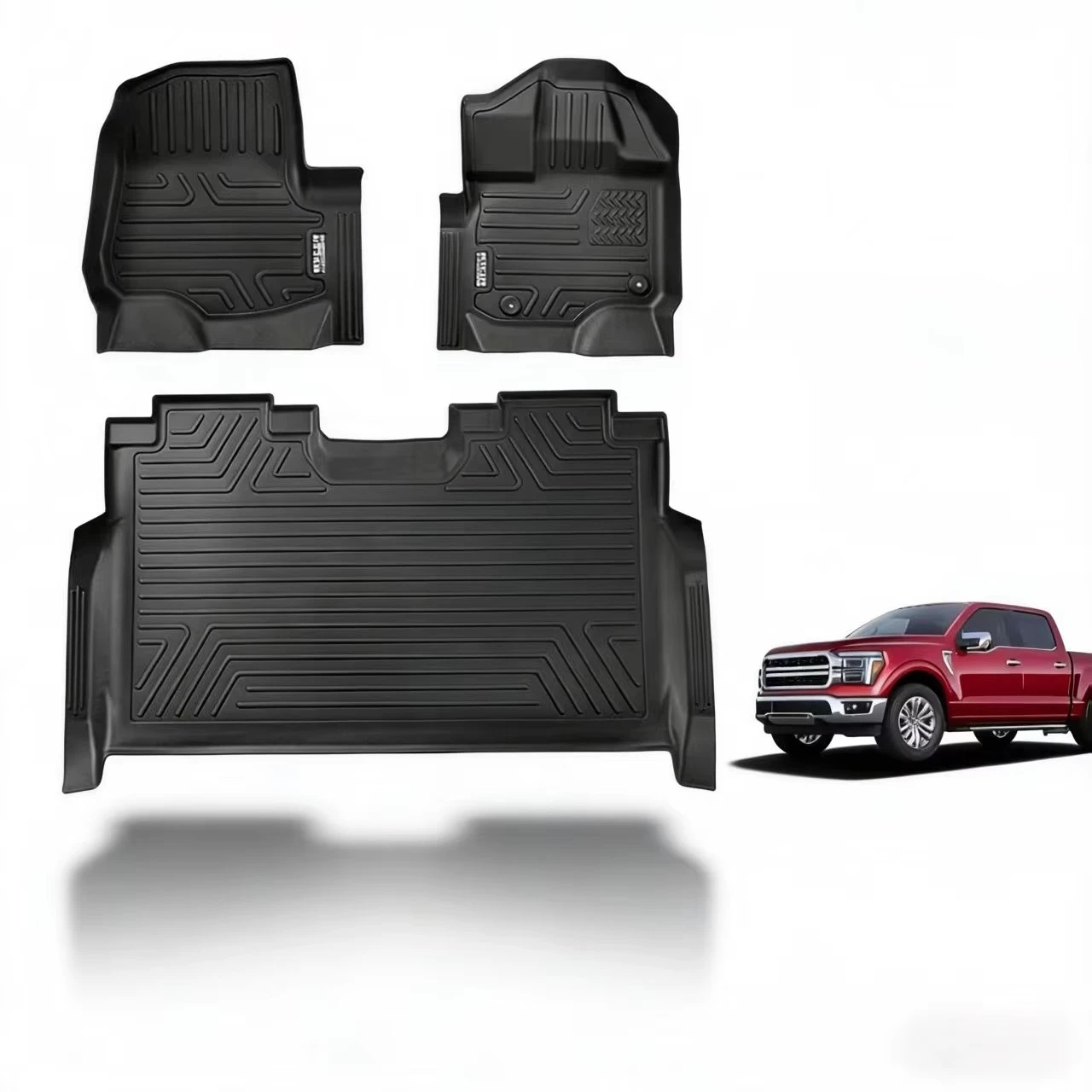 

All Weather Luxury Waterproof Carpet 3d Rubber Custom Tpe Universal 3 Pieces Car Mats For 2015-2026 Ford F-150 SuperCrew Cab