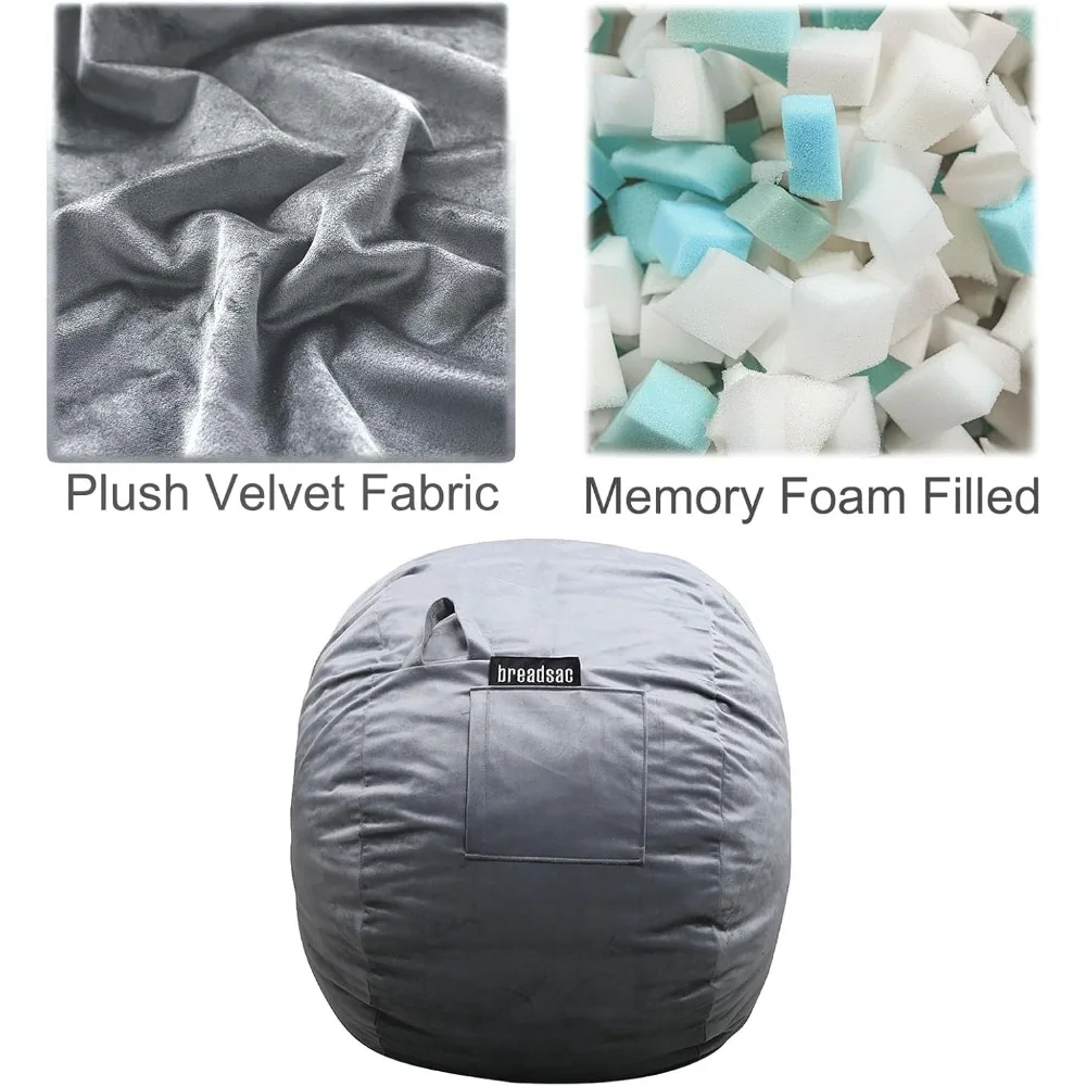 Bean Bag Chairs,Memory Foam Bean Bag Chair for Adults/Teens/Kids,Velvet Lazy Sofa Furniture W Removable High-Rebound Memory Foam