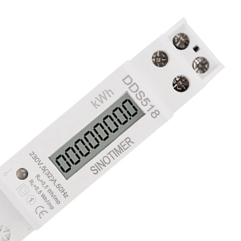 1 ชิ้น SINGLE PHASE DIN Rail พลังงานวัตต์ LCD ดิจิตอลจอแสดงผลการใช้พลังงานไฟฟ้า Wattmeter KWh 5-32A