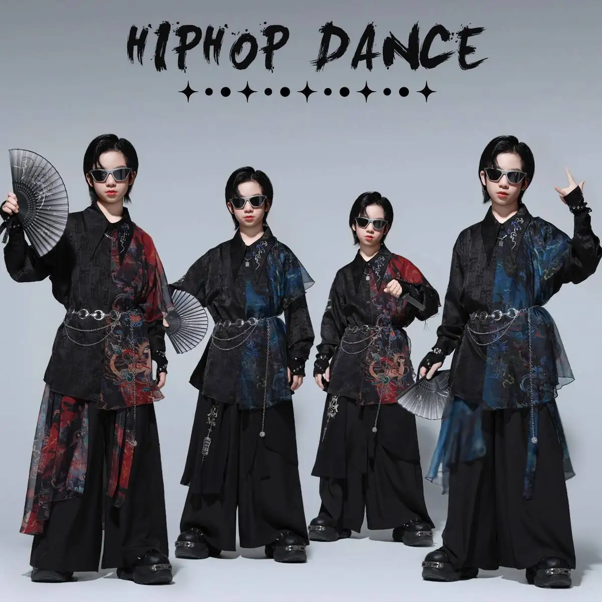 

New Fiesta Carnival Halloween Cos Cosplay Street Dance Streetwear Boy Chinese Style Performance Hip-hop Children Rev The Engine