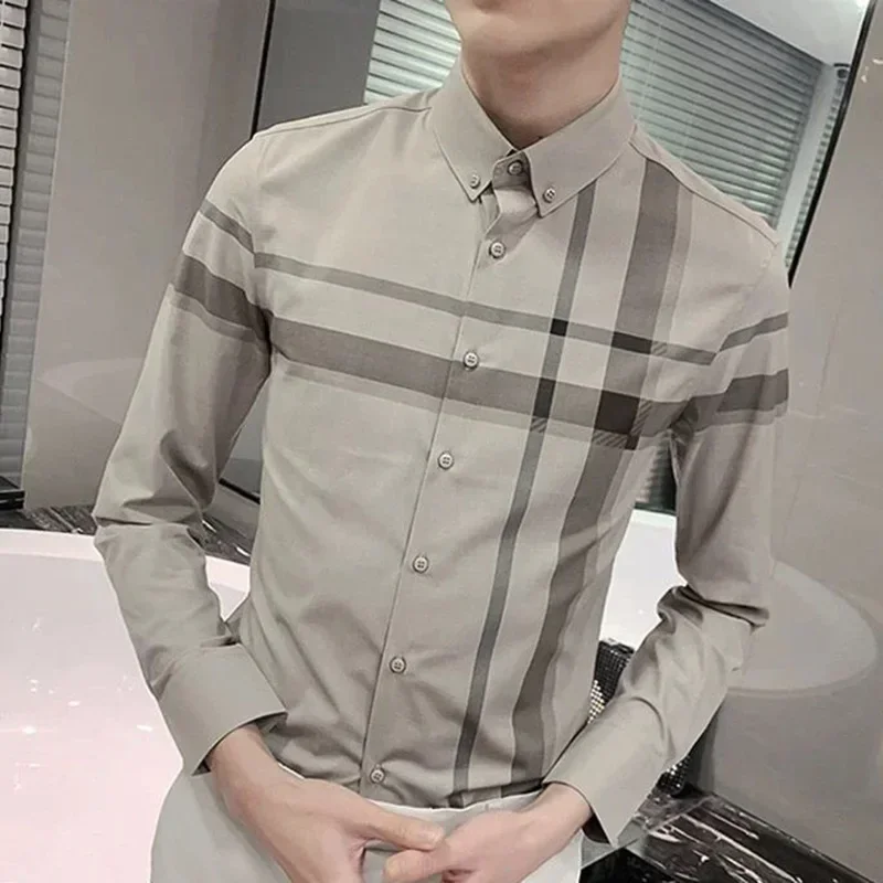 

Fashion Lapel Printed Casual Long Sleeve Shirts Men's Clothing 2023 Autumn New Loose Korean Tops All-match Shirt