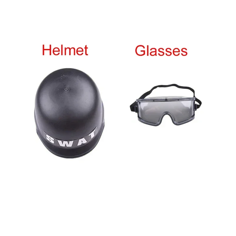 SN60 Children's Police Cosplay Costume Bullet-proof Vest Helmet Wind-proof Glasses for Boy’s Height 110cm-150cm5&8$