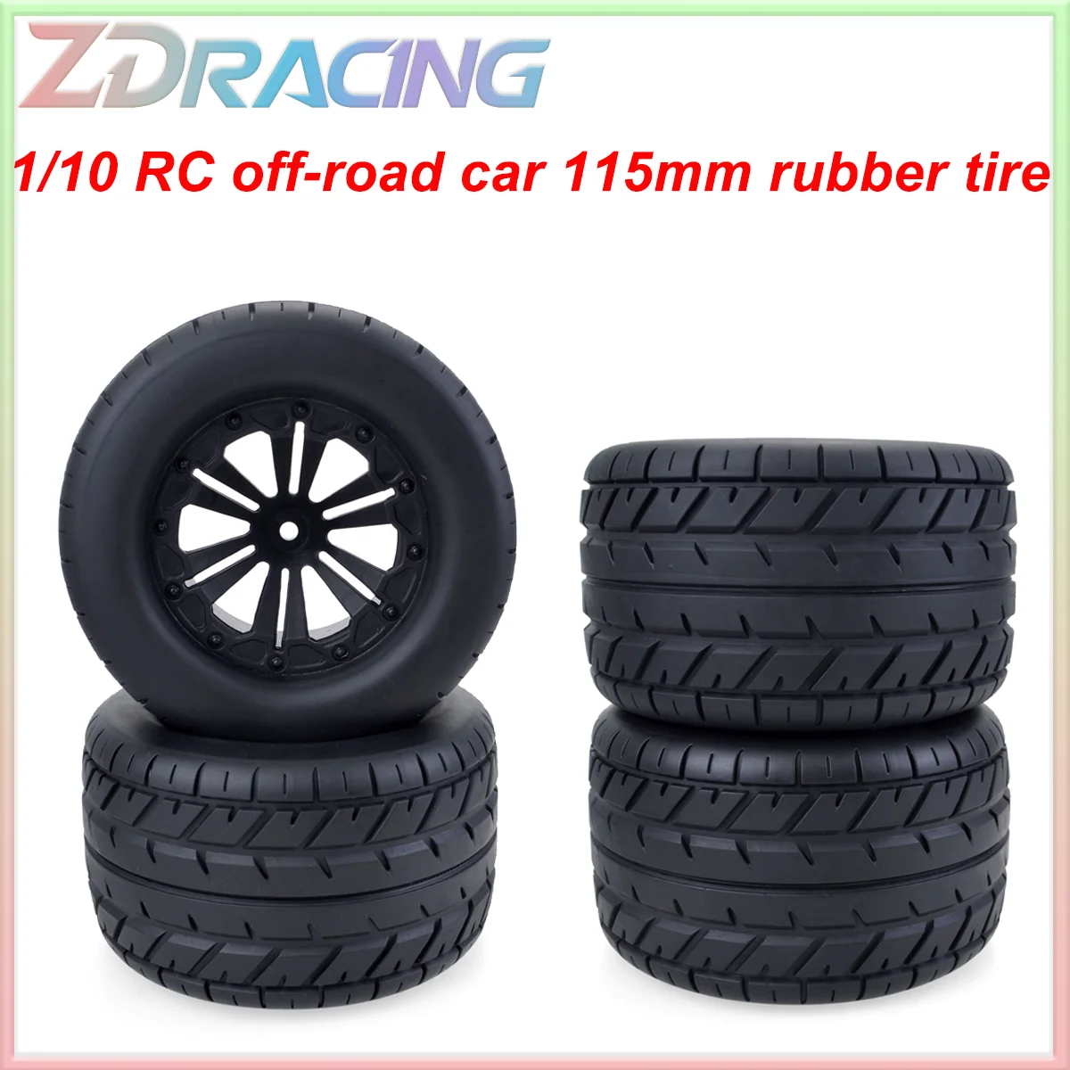 

1/10 RC Monster Truck Car Rubber Tire 115mm Wheel Tyre Rim Hub 12mm Hex for RC Off-road Buggy Traxxas Savage XS TM Redcat HPI