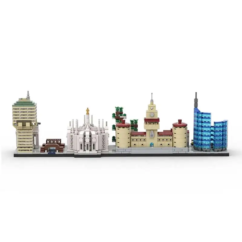 MOC Skyline Series Milan Architecture Model World Famous Street View Assembling Building Block Toys Originality Bricks Gifts