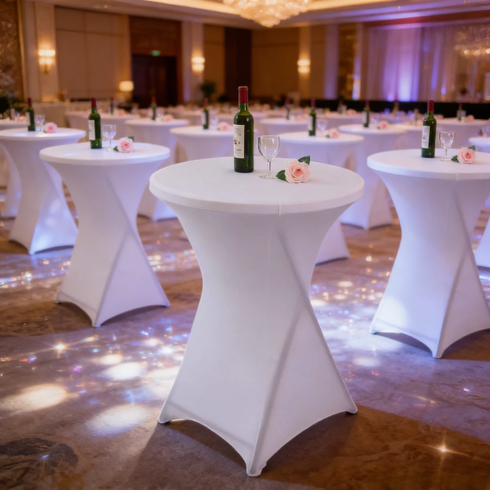 Stretchy Cocktail Tablecloth Round Spandex Wrinkle Resistant Table Covers for Wedding Party Restaurant Event Decor Скатерть 식탁보