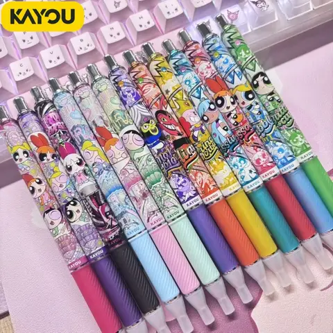 KAYOU Official The Powerpuff Girls Gel Pens Vitality Edition Genuine Black Ink Writing Pens Stationery Birthday Gift