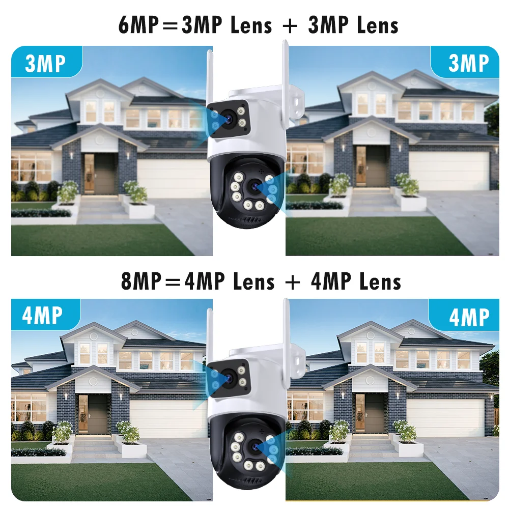 4k 8mp hd câmera externa wifi ptz lente dupla câmera ip ao ar livre 4mp rastreamento automático proteção de segurança cctv vigilância icsee p2p