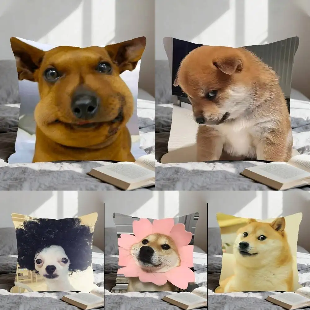 Funny Cute Art Dog Swallowed Bee Throw Pillow Cover Nordic Vintage Style Cushion Covers Home Living Room Sofa Couch Seat Decor