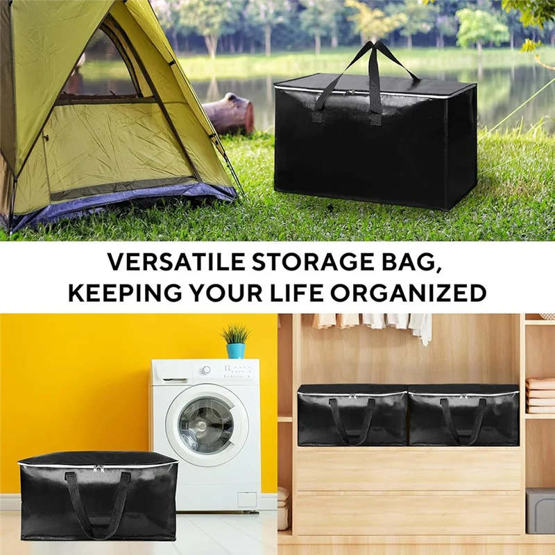 A74E-4Pack أكياس متحركة كبيرة جدًا وثقيلة ومقابض معززة وسحابات متينة ومواد مقاومة للماء، مثالية للتخزين