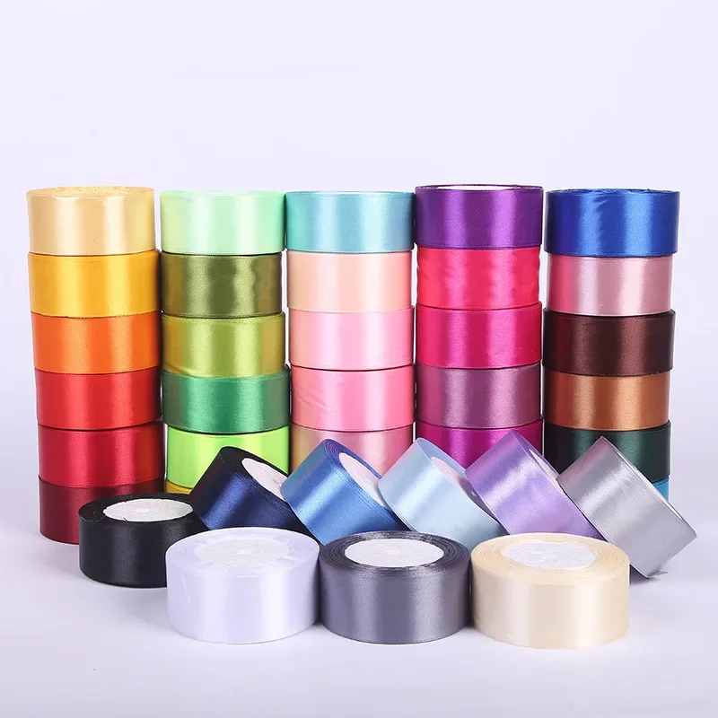 25Yards/Roll 6mm 10mm 15mm 20mm 25mm 40mm 50mm Silk Satin Ribbons for Gift Packing Christmas Party Decoration Fabric Crafts