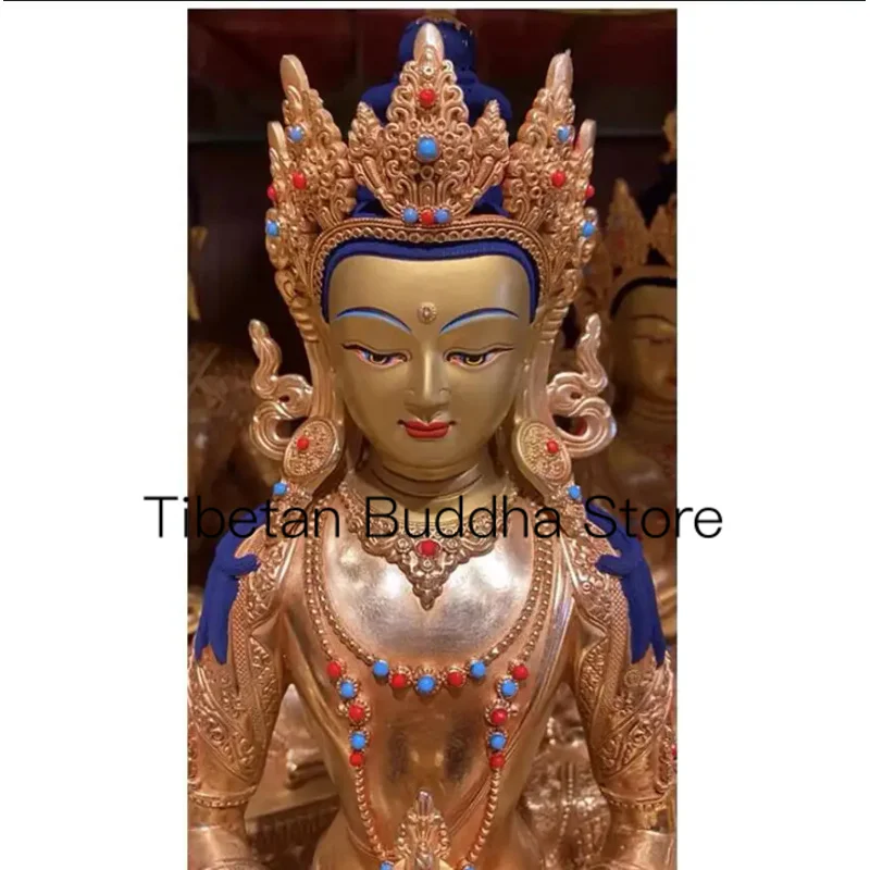 Imagem -02 - Estátua Tibetana Dourada do Buda da Longevidade Decoração Cobre Puro Boutique 32cm