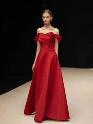 Vestido de noche rojo con escote en forma de corazón, ropa de fiesta con hombros descubiertos, línea A, con cordones, abendkleid, 2024