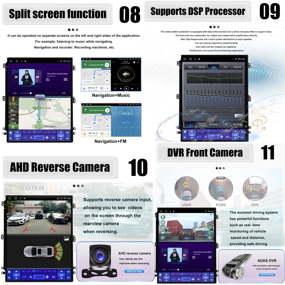 راديو السيارة الوسائط المتعددة مشغل فيديو ستيريو 9.7 بوصة شاشة لينكولن نافيجيتور 2005- 2009 أندرويد 16 السيارات Carplay 360 كاميرا DSP #4